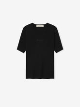 Womens Signature Rib Knit Fitted Short Sleeve Tee